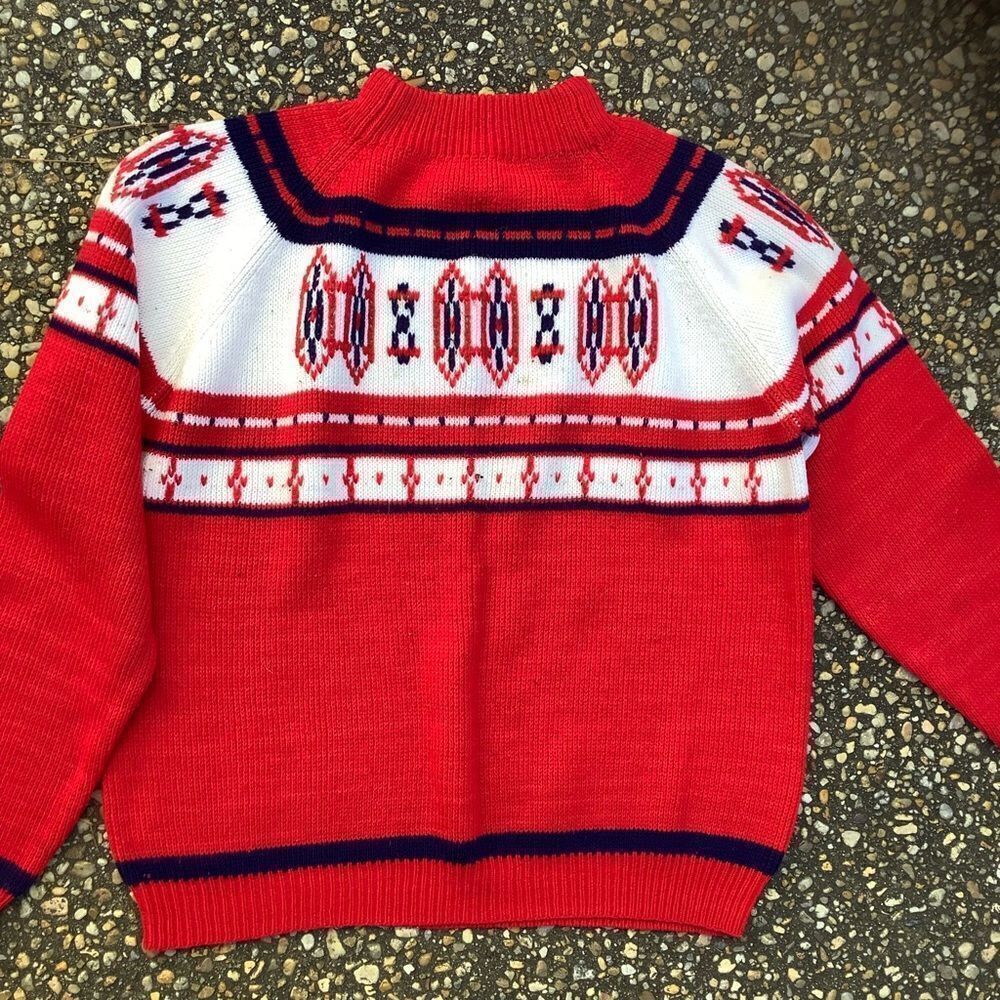 Vintage 1970s acrylic red white and blue retro ski sweater men’s M L